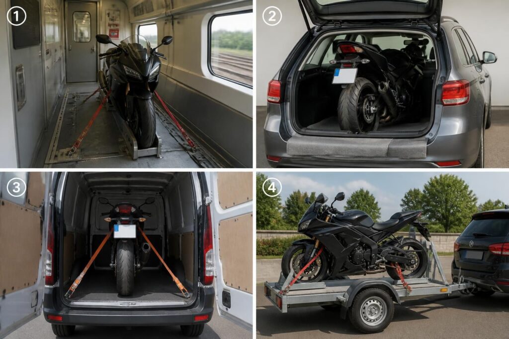 découvrez les meilleures méthodes pour transporter votre moto en toute sécurité : en train, voiture, fourgon ou remorque. conseils pratiques et astuces indispensables.
