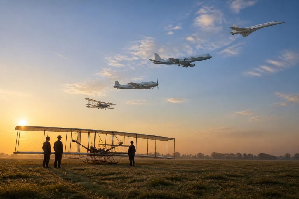 explorez l'histoire fascinante de l'invention de l'aviation, des premières innovations aux évolutions majeures qui ont transformé ce mode de transport aérien.